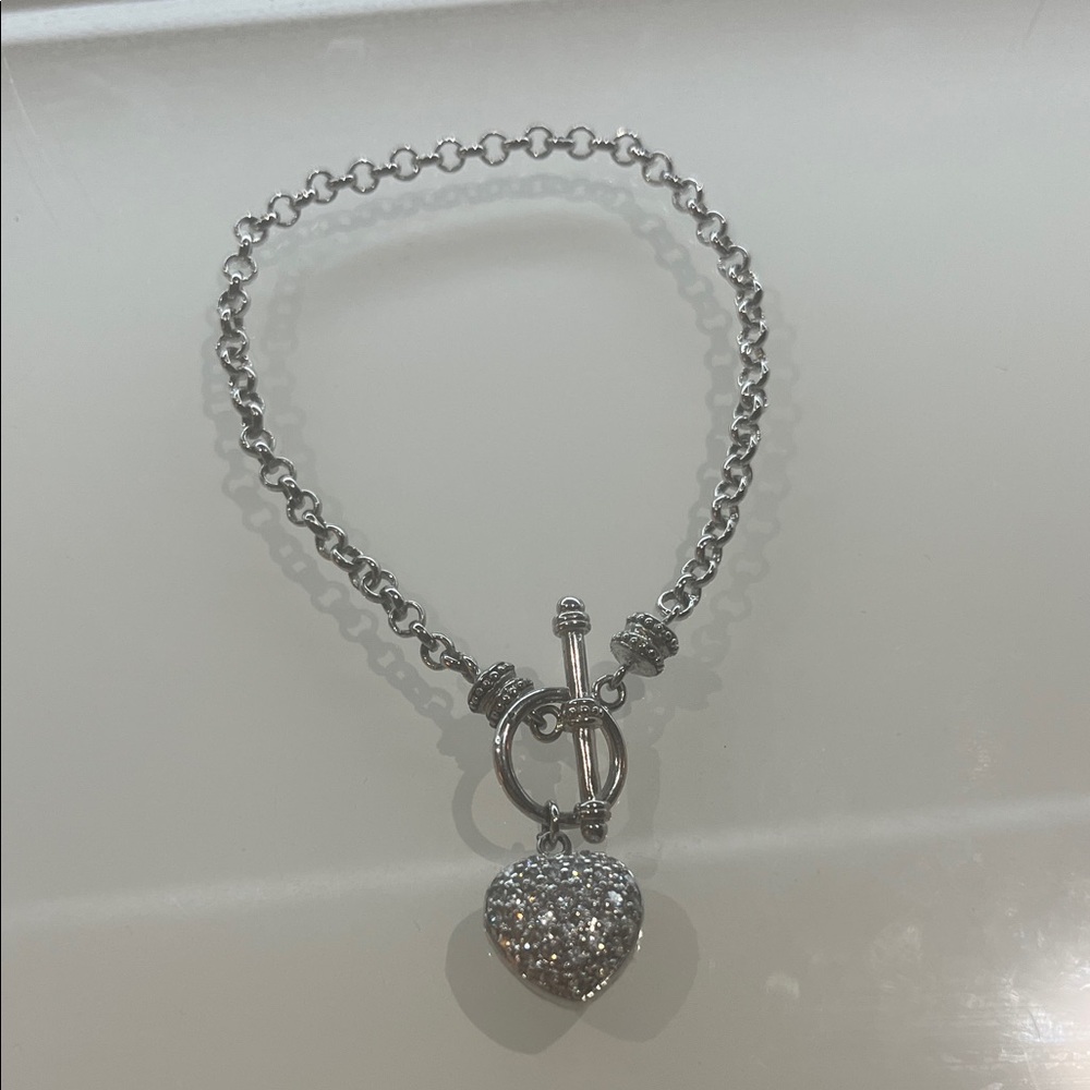 Elegant Silver Heart Pendant Bracelet
